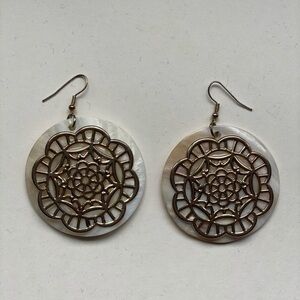 Seashell embroidered earrings
